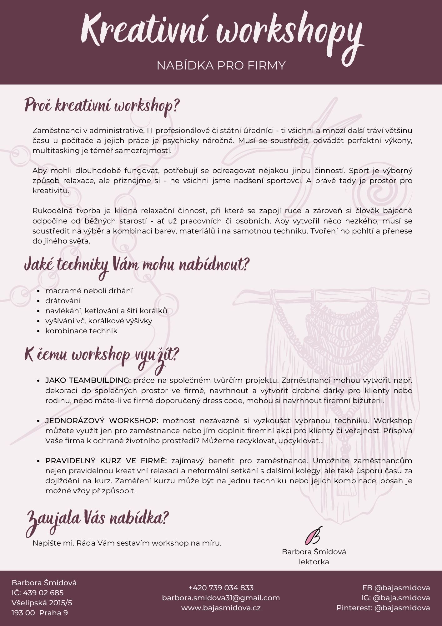 Kreativní workshopy pro firmy