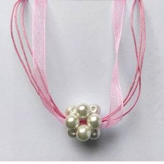 Bílo-růžová perlová kulička s náušnicemi